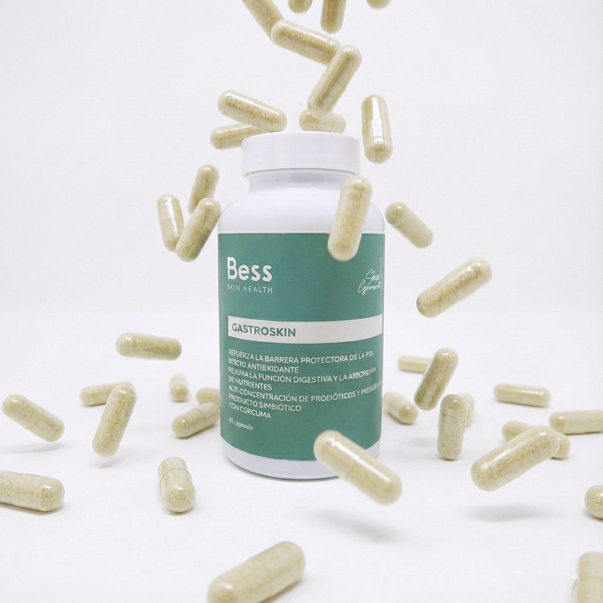 Complemento alimenticio a base de probióticos y probióticos que mejorar la función intestinal y la absorción de nutrientes. Mejora la barrera protectora de la piel. Efecto antioxidante