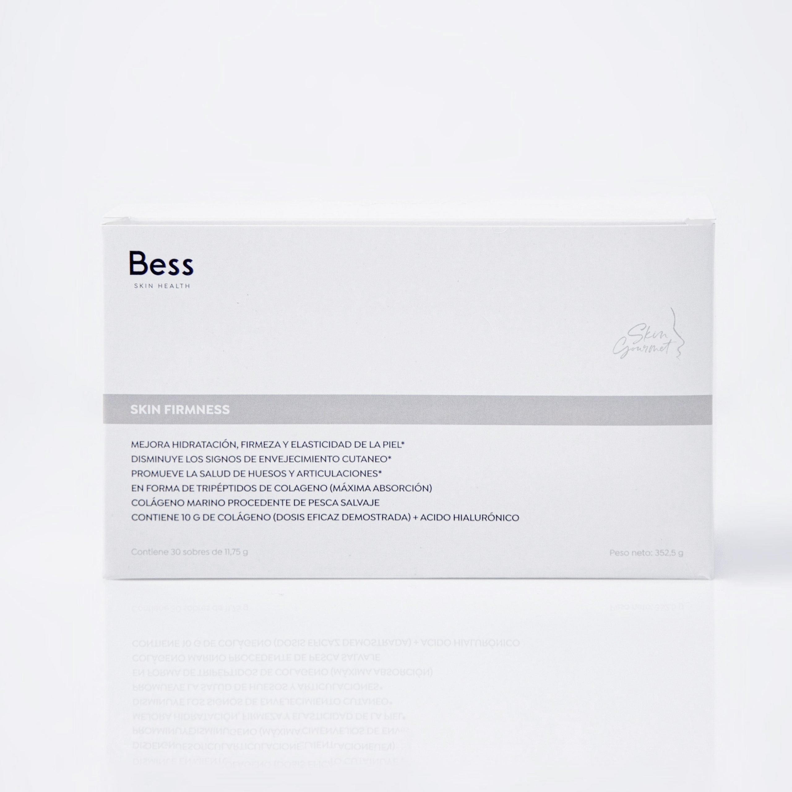 Complemento alimenticio a base de 10g tripeptidos de colágeno marino procedente de pesca salvaje. Dosis eficaz para mejorar la hidratación, firmeza y elasticidad de la piel. Disminuye signos de envejecimiento cutáneo y promueve la salud de huesos y articulaciones