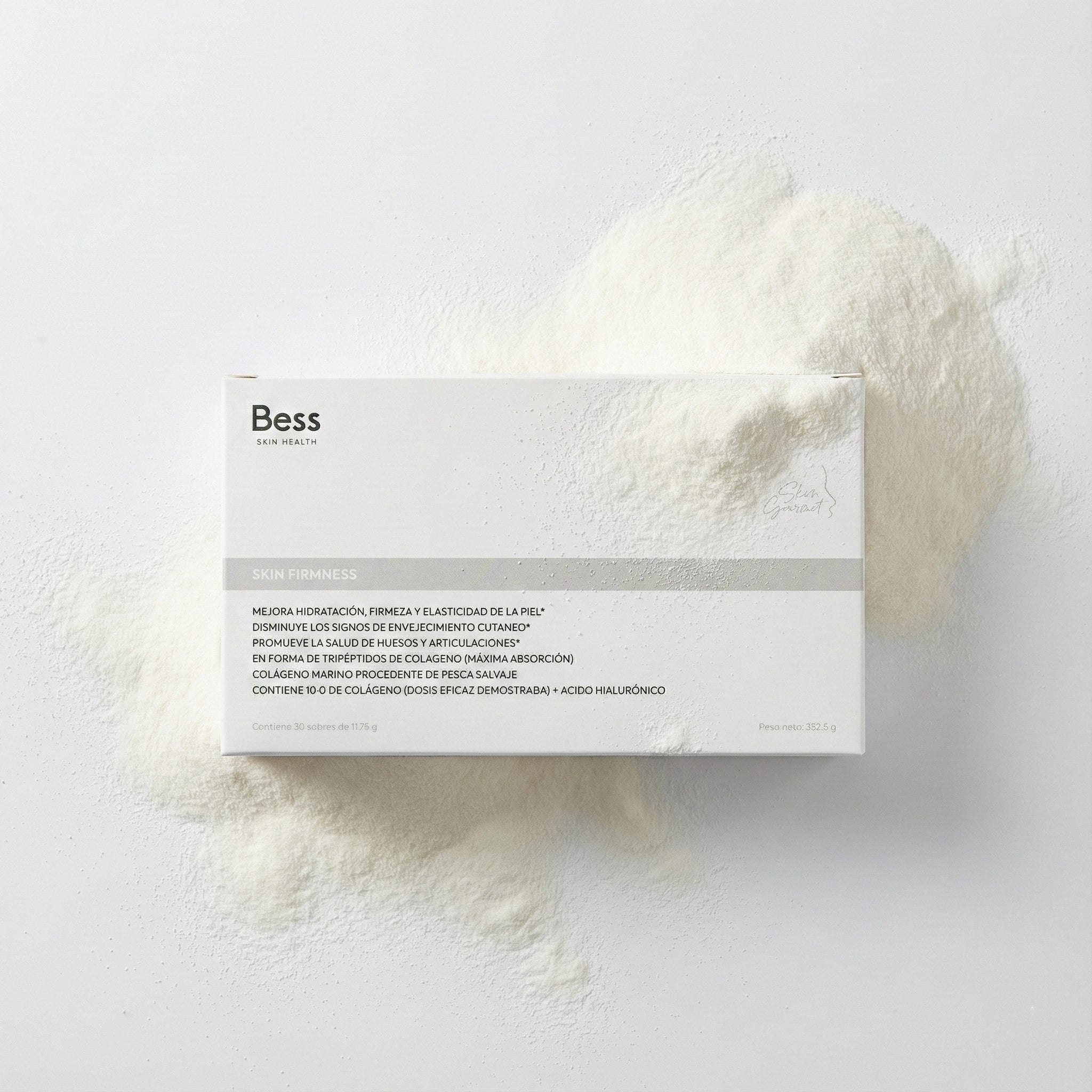 Complemento alimenticio a base de 10g tripeptidos de colágeno marino procedente de pesca salvaje. Dosis eficaz para mejorar la hidratación, firmeza y elasticidad de la piel. Disminuye signos de envejecimiento cutáneo y promueve la salud de huesos y articulaciones