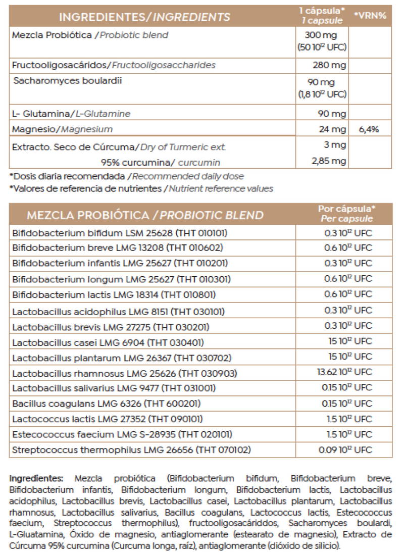 Tabla de valores nutricionales Bess Skin Health